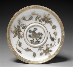Covered Bowl and Dish (plate), 1730-1740. Meissen Porcelain Factory (German). Gilt porcelain;