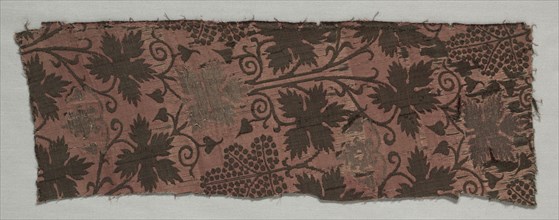 Brocaded Silk Fragment, c. 1360-1390. Italy, 14th century. Lampas weave, brocaded; silk and metal