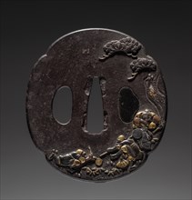 Sword Guard, 1615-1868. Japan, Edo Period (1615-1868). Iron, gold, and mother-of-pearl; overall: 6