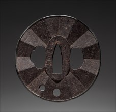 Sword Guard, late 18th century. Japan, Myochin school, Edo period (1615-1868). Iron with gold