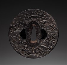 Sword Guard, late 17th century. Japan, Choshu School, Edo period (1615-1868). Iron with gold inlay;