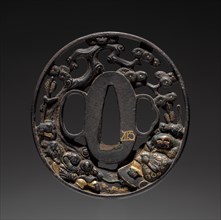 Sword Guard, late 18th century. Japan, Tetsugendo School, Edo period (1615-1868). Iron with gold