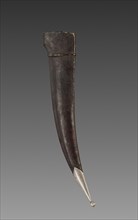 Scabbard for Dagger, 1800s. India, 19th century. Bronze and jade with leather and silver; overall: