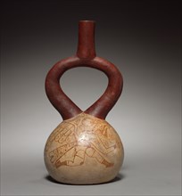 Bottle, c. 200-400. Peru, Chimu, 3rd-4th Century. Pottery; overall: 23.2 x 11.7 x 11.6 cm (9 1/8 x