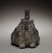 Bottle, 900-1470. Peru, Chimu, 900-1470. Black ware; overall: 16 x 14.2 x 20.2 cm (6 5/16 x 5 9/16