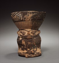Bottle, 800-1150. Peru, Pachacamac, 9th-12th Century. Pottery; overall: 16.8 x 13.4 x 12.7 cm (6