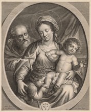 Holy Family and S. John. Pierre Louis van Schuppen (Flemish, 1627-1702), after Guido Reni (Italian,