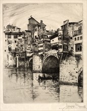 The Ponte Vecchio, 1883. Joseph Pennell (American, 1857-1926). Engraving