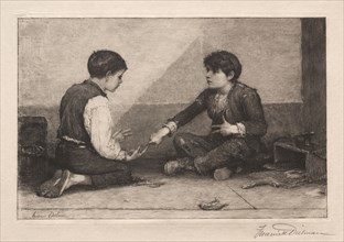 The Mora Players, 1883. Frederick Dielman (American, 1847-1935). Etching