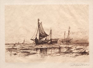 Fishing Boats on the Beach at Scheveningen. Maurits Frederik Hendrik De Haas (American, 1832-1895).