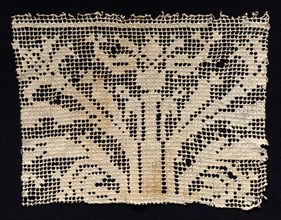 Fragment of a Band with Branching Vegetation, 17th century. Spain, 17th century. Needle lace,