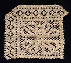 Fragment of a Corner with Floral Motif, 17th-18th century. Spain, 17th-18th century. Needle lace,