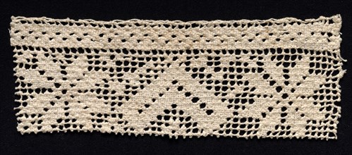 Fragment of a Band with Floral Motif, 17th-18th century. Spain, 17th-18th century. Needle lace