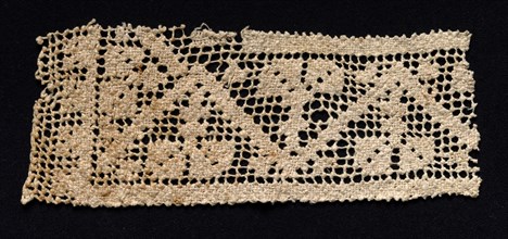 Fragment of a Band with Abstract Pattern, 17th-18th century. Spain, 17th-18th century. Needle lace,