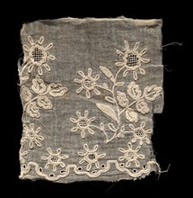Embroidered Fragment, 18th-19th century. Spain, 18th-19th century. Embroidered cotton; average: 12