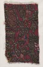 Textile Fragment, 15th century. Spain, Islamic period, 15th century. Lampas weave, satin; silk and