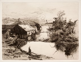 Mills at Mispek, N.B., 1884. Stephen Parrish (American, 1846-1938). Etching