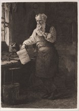 Thinking It Over, 1884. Thomas Waterman Wood (American, 1823-1903). Etching