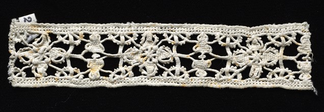Needlepoint (Reticella) Lace Insertion, 16th century. Italy, Venice, 16th century. Lace,