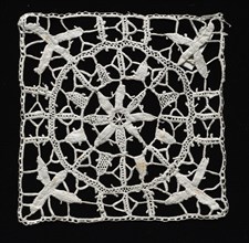 Needlepoint (Reticella) Lace Square, 16th-17th century. Italy, 16th-17th century. Lace,