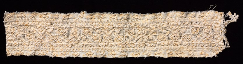 Fragment of a Band with Abstract Pattern, 1500s. Italy, Venice, 16th century. Needle lace, burato