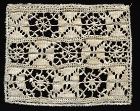 Needlepoint (Reticella and Drawnwork) Lace Panel, 16th century. Italy, 16th century. Lace,