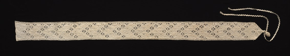 Needlepoint (Cutwork) Lace Swaddling Band, 16th century. Italy, Sicily, 16th century. Lace,