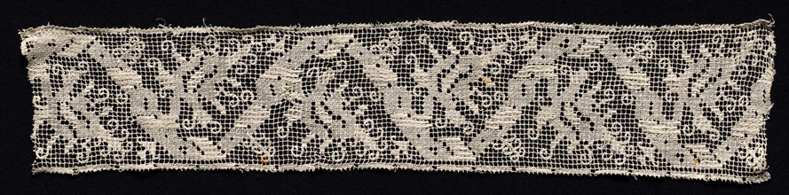 Fragment of a Band with Winding Design and Tendrils, 16th century. Italy, 16th century. Needle