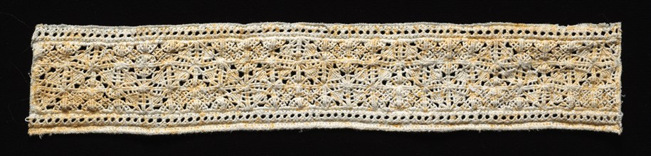 Needlepoint (reticella) Lace Insertion, 16th century. Italy, Venice, 16th century. Lace,