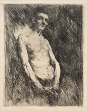 Half Nude Figure of a Man, 1800s. Robert Frederick Blum (American, 1857-1903). Etching