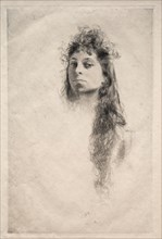 Head of a Girl, 1800s. Robert Frederick Blum (American, 1857-1903). Etching