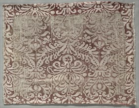 Textile Fragment, 1500s. Italy, 16th century. Damask, silk; overall: 38.5 x 48.4 cm (15 3/16 x 19