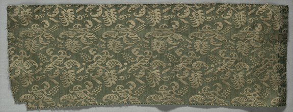 Textile Fragment, 1500s - 1600s. Italy, Perugia, 16th-17th century. Satin, brocaded; silk and metal