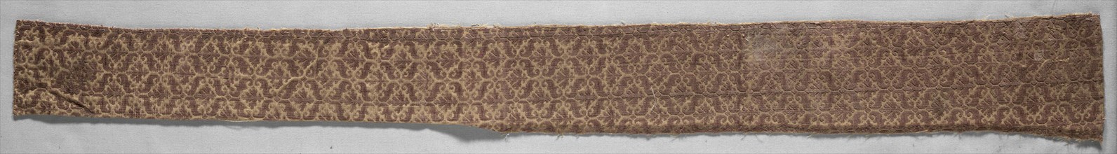 Velvet Band, 1500s-1600s. Italy, 16th-17th century. Velvet (cut and uncut); silk and metal thread;