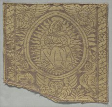 Fragment of Orphrey Band, 1500s. Italy, 16th century. Silk lampas; overall: 28.5 x 28.5 cm (11 1/4