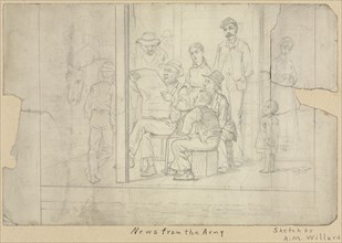 Sketch - News from the Army. Archibald Willard (American, 1836-1918). Pencil
