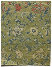 Fragment, 1800s. China, 19th century. Satin ground; silk diasper weave; overall: 15.9 x 12.7 cm (6