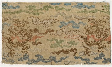 Fragment, 1700s. China, 18th century. Satin ground; silk diasper weave; overall: 13.4 x 7.7 cm (5