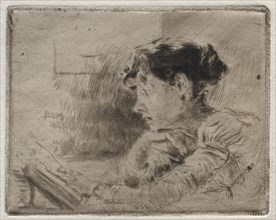 Girl Reading, 1883. Robert Frederick Blum (American, 1857-1903). Etching