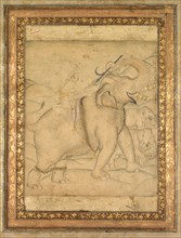 Portrait of Emperor Jahangir Riding an Elephant, first half of the 18th century. India, Mughal