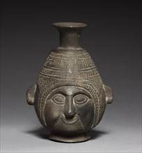 Bottle Vase, c. 1400. Peru, Chimu, late 14th-early 15th Century. Black ware; overall: 18.8 x 14 x