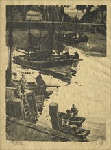 The Wharf. Willem Roelofs (Dutch, 1822-1897). Lithograph