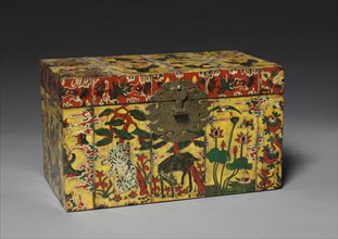 Box with Painted Ox Horn, 1800s. Korea, Joseon dynasty (1392-1910). Painted wood with flattened