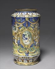 Storage Jar, c. 1510. Workshop of Domenico da Venezia (Italian). Tin-glazed earthenware (maiolica);