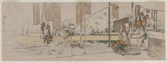 Dyers at Work, c. 1800. Katsushika Hokusai (Japanese, 1760-1849). Color woodblock print; sheet: 18