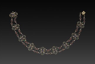 Necklace, 1700s. Hungary (?), 18th century. Metal with pearls, stones and enamel; overall: 43.2 cm
