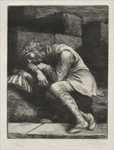 The Sleeping Beggar. Alphonse Legros (French, 1837-1911). Etching