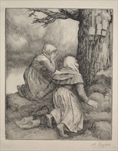 Bowing before the Tree (L'arbre de salut). Alphonse Legros (French, 1837-1911). Etching