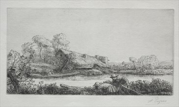 The Farm on the River (La Ferme Sur La Rivière: Effet Du Soir). Alphonse Legros (French, 1837-1911)