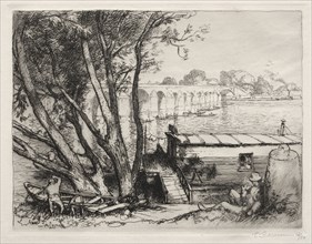Le Pont de Poissy, 1917. Auguste Louis Lepère (French, 1849-1918). Etching